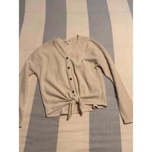 Love, Glam Girl Button-Front Tie Knit Top – Size M